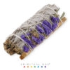 buchet salvie alba cu flori mov de sinuata si palo santo 10cm 2